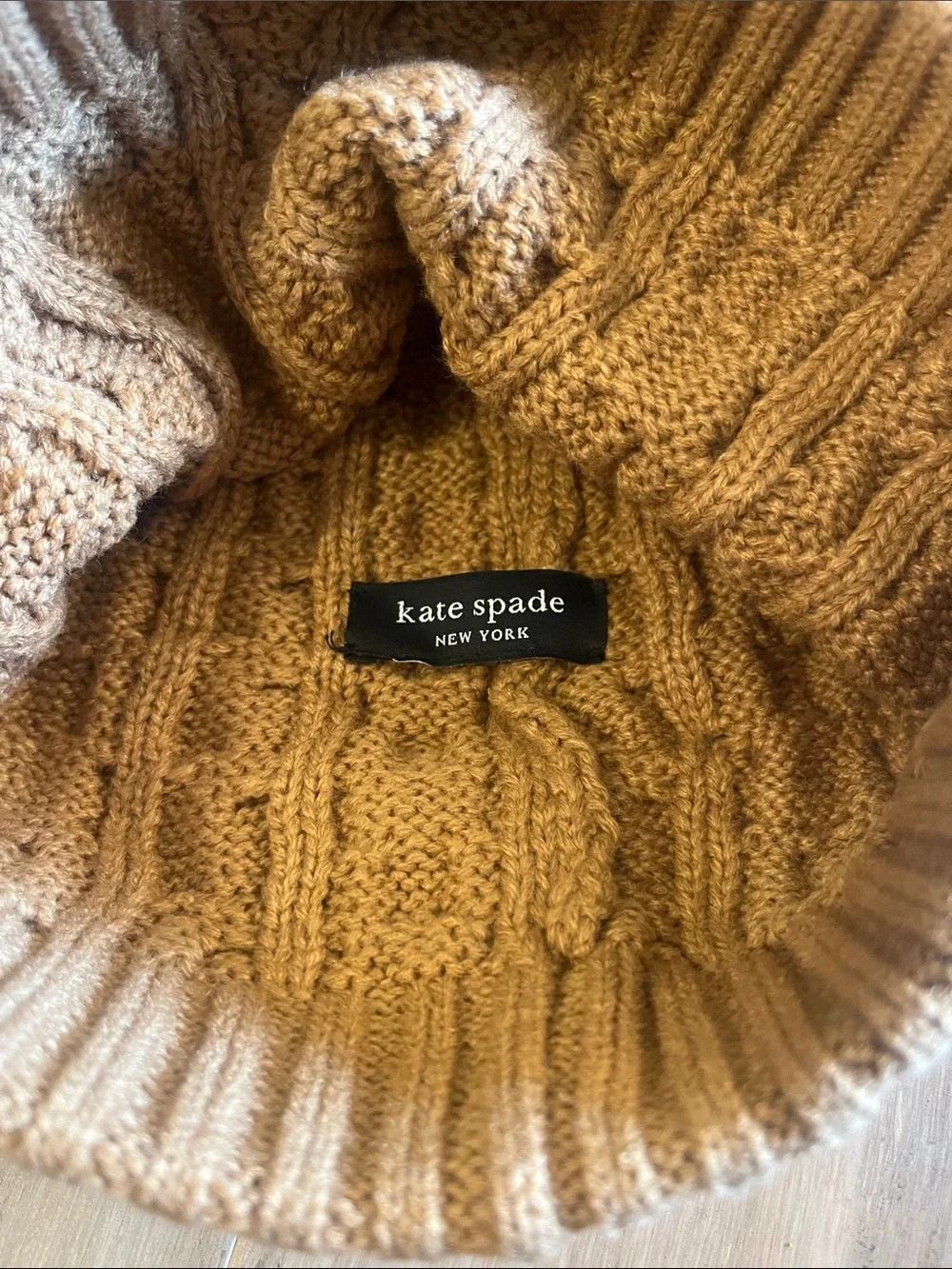 Kate Spade Velvet Bow Cable Knit Beanie Hat One Size